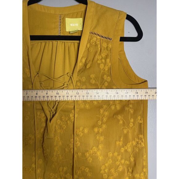 Anthropologie Maeve Size 8 Blouse Lace Up Front Floral Embroidered Sleeveless - Picture 4 of 8